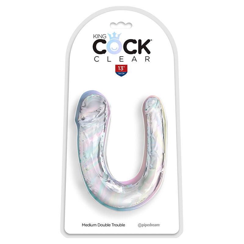 KING COCK - DOUBLE TROUBLE DOUBLE GODE 33 CM TRANSPARENT - Sensualia