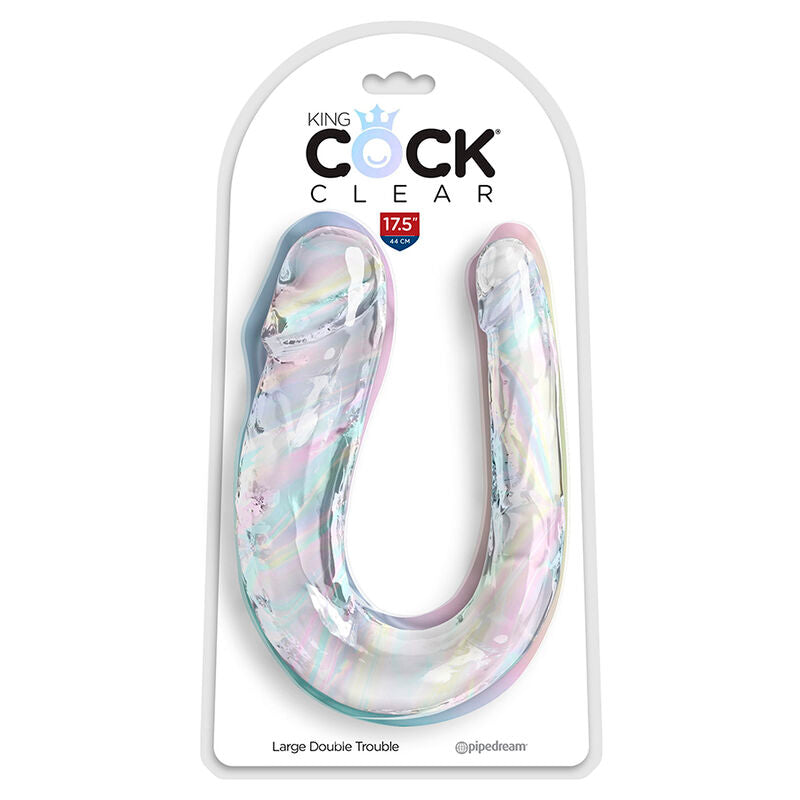 KING COCK - DOUBLE TROUBLE DOUBLE GODE 44 CM TRANSPARENT - Sensualia