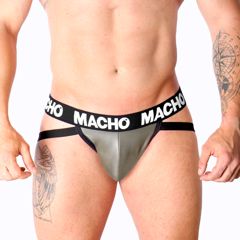 MACHO - MX27GR JOCK CUERO GRIS BEIGE XL - Sensualia