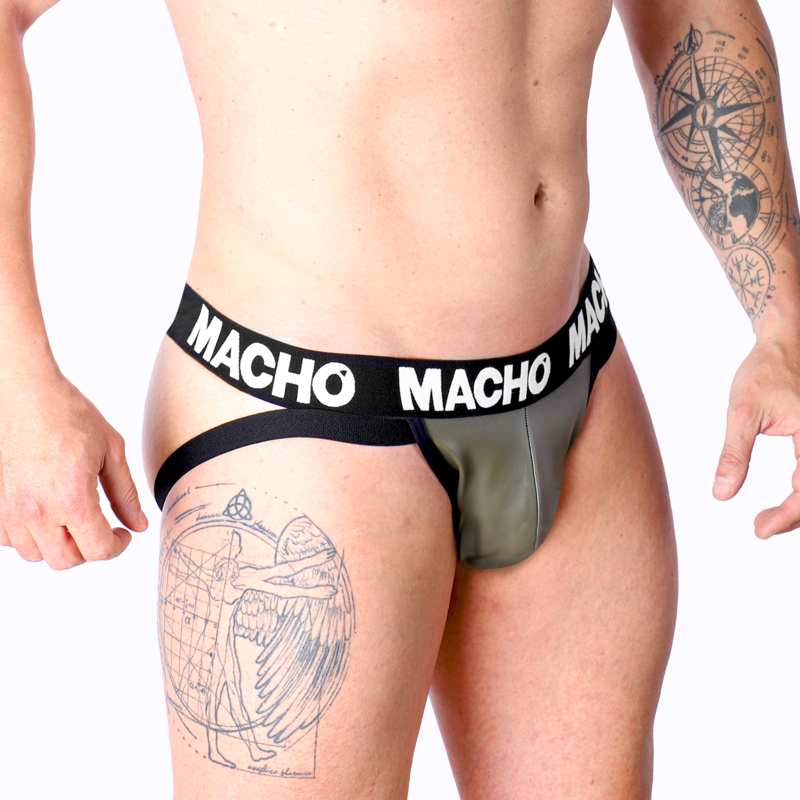 MACHO - MX27GR JOCK CUERO GRIS BEIGE XL - Sensualia