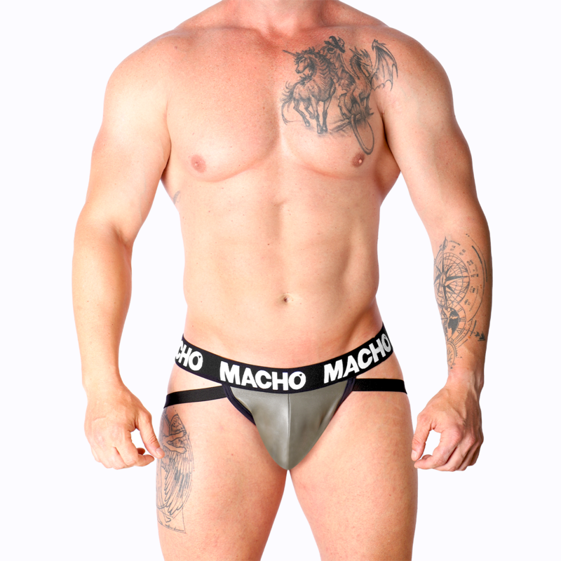 MACHO - MX27GR JOCK CUERO GRIS BEIGE XL - Sensualia
