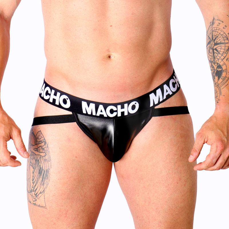 MACHO - MX25NC JOCK CUERO NEGRO - Sensualia