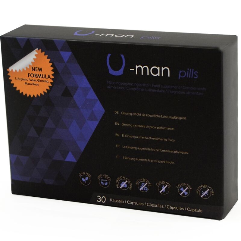 500 COSMETICS - U-MAN AUGMENTE LA TAILLE DU PÉNIS ET LA PUISSANCE SEXUELLE - 30 CAPSULES - Sensualia
