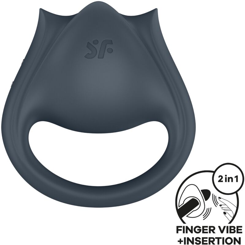 SATISFYER - PERFECT PAIR 2 MULTIVIBRATEUR 2 EN 1 ANNEAU PÉNIS ET STIMULATEUR DE DOIGTS GRIS - Sensualia