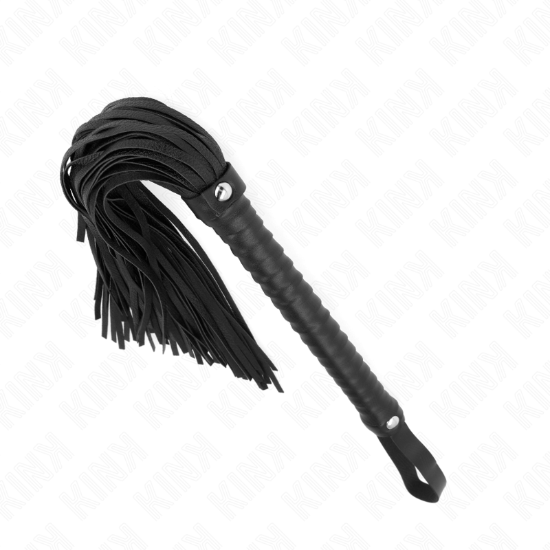 KINK - FOUET AVEC MANCHE TEXTURÉ NOIR 48,5 CM - Sensualia