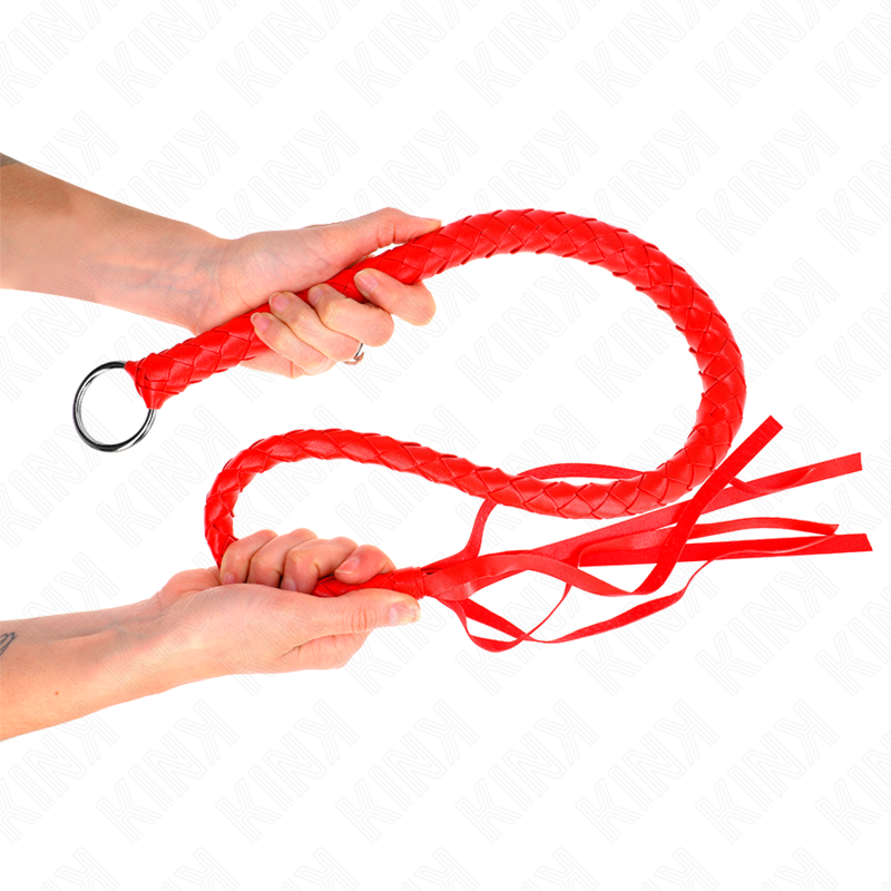 KINK - FOUET SERPENT AVEC ANNEAU ROUGE 65 CM - Sensualia