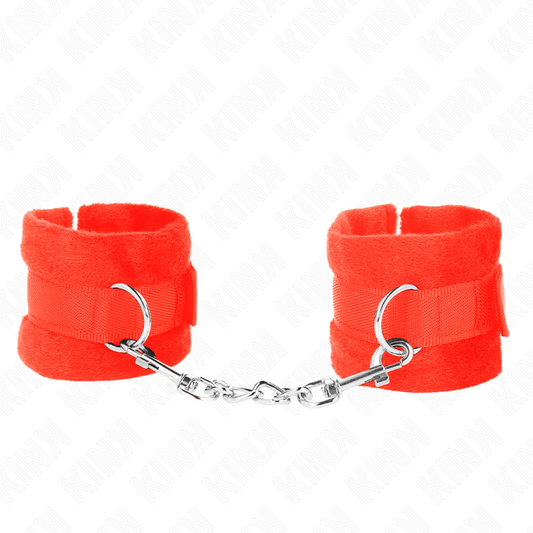 KINK - MANCHETTES DÉBUTANT EN FOURRURE ROUGE 30 X 7 CM - Sensualia