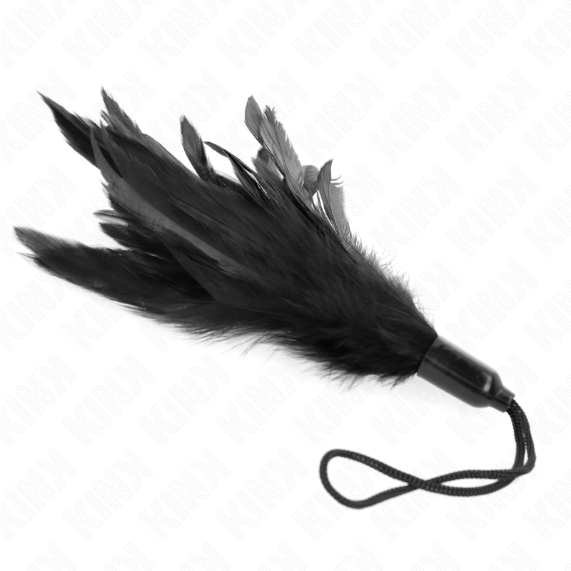 KINK - PLUMES CHACOUILLÉES AVEC MANCHE CORDE BASE PLASTIQUE 15 CM - Sensualia