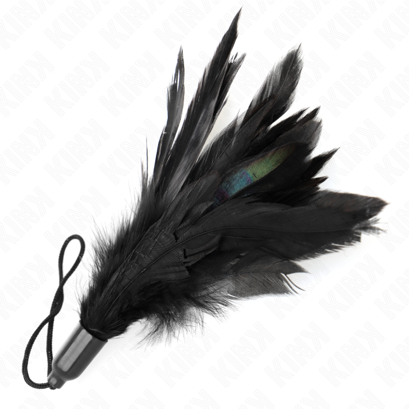 KINK - PLUMES CHACOUILLÉES AVEC MANCHE CORDE BASE PLASTIQUE 15 CM - Sensualia