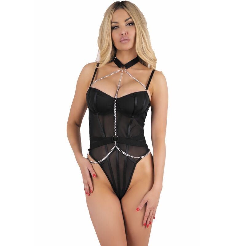 LIVCO CORSETTI FASHION - RUBIKA LC XG079 BODY CON GARGANTILLA NEGRO S - Sensualia