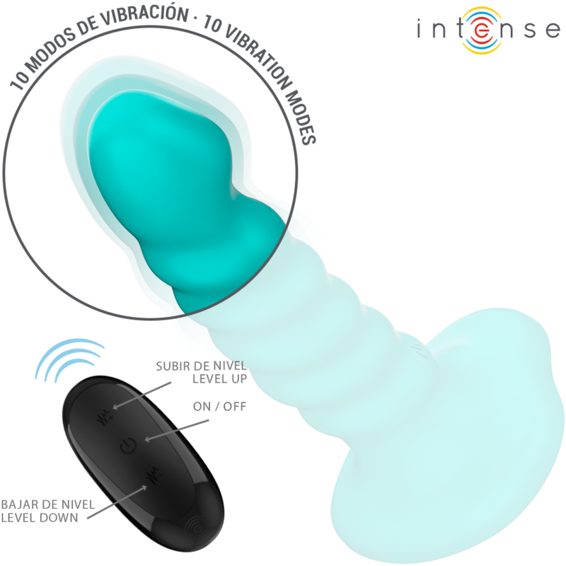 INTENSE - BUFFY VIBRATEUR TAILLE S DESIGN SPIRALE 10 VIBRATIONS TÉLÉCOMMANDE BLEUE - Sensualia