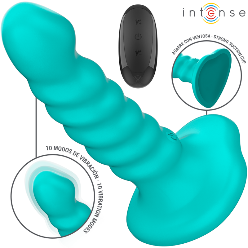 INTENSE - BUFFY VIBRATEUR TAILLE S DESIGN SPIRALE 10 VIBRATIONS TÉLÉCOMMANDE BLEUE - Sensualia