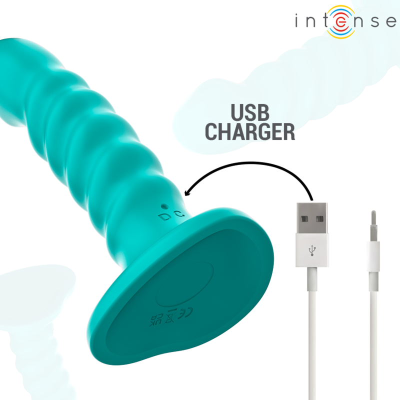 INTENSE - BUFFY VIBRATEUR TAILLE S DESIGN SPIRALE 10 VIBRATIONS TÉLÉCOMMANDE BLEUE - Sensualia