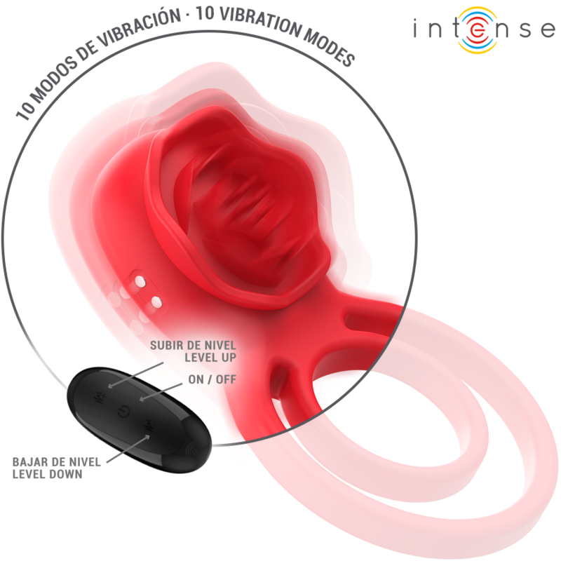 INTENSE - GAIL STIMULATEUR ROSE 10 VIBRATIONS ROUGE TELECOMMANDE - Sensualia