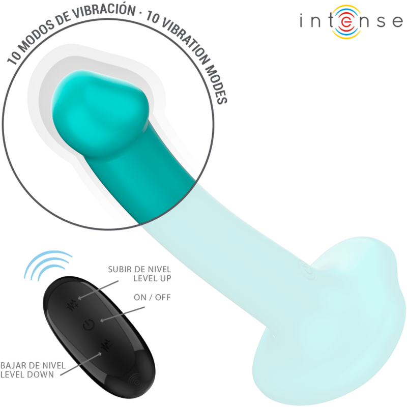INTENSE - KATIE VIBRATEUR AVEC VENTOUSE 10 VIBRATIONS TÉLÉCOMMANDE BLEUE - Sensualia