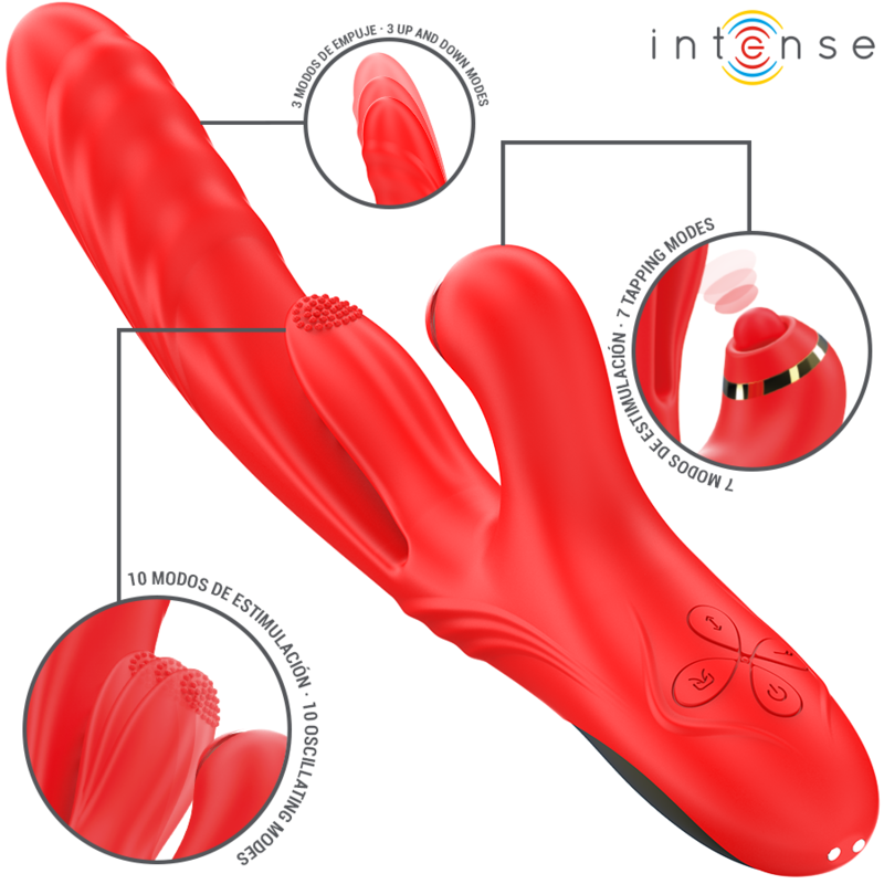 INTENSE - ROSALIA VIBRATEUR MULTIFONCTION 3 EN 1 ROUGE - Sensualia