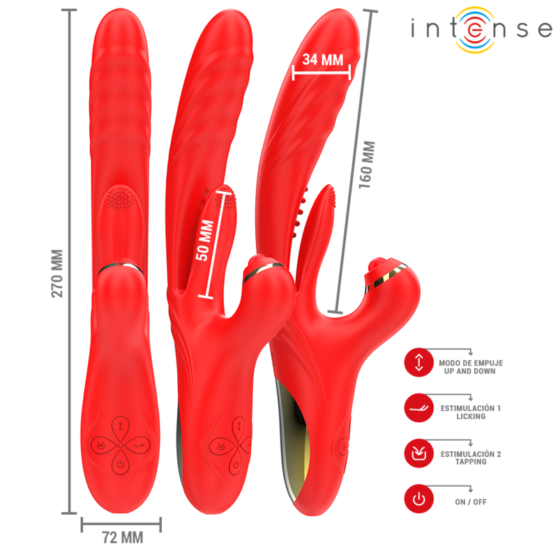 INTENSE - ROSALIA VIBRATEUR MULTIFONCTION 3 EN 1 ROUGE - Sensualia