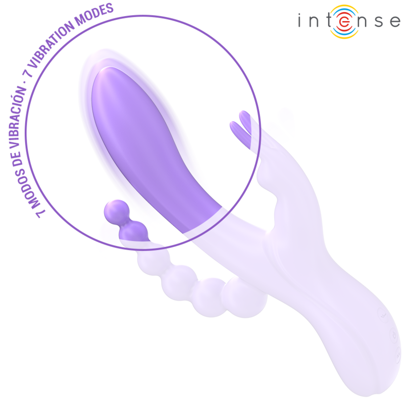 INTENSE - MIKO TRIPLE VIBRATEUR LAPIN & STIMULATEUR & ANAL 7 VIBRATIONS VIOLET - Sensualia