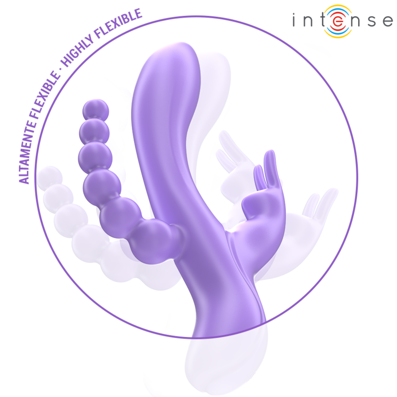 INTENSE - MIKO TRIPLE VIBRATEUR LAPIN & STIMULATEUR & ANAL 7 VIBRATIONS VIOLET - Sensualia