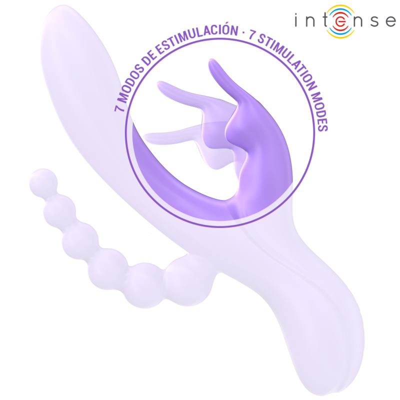 INTENSE - MIKO TRIPLE VIBRATEUR LAPIN & STIMULATEUR & ANAL 7 VIBRATIONS VIOLET - Sensualia