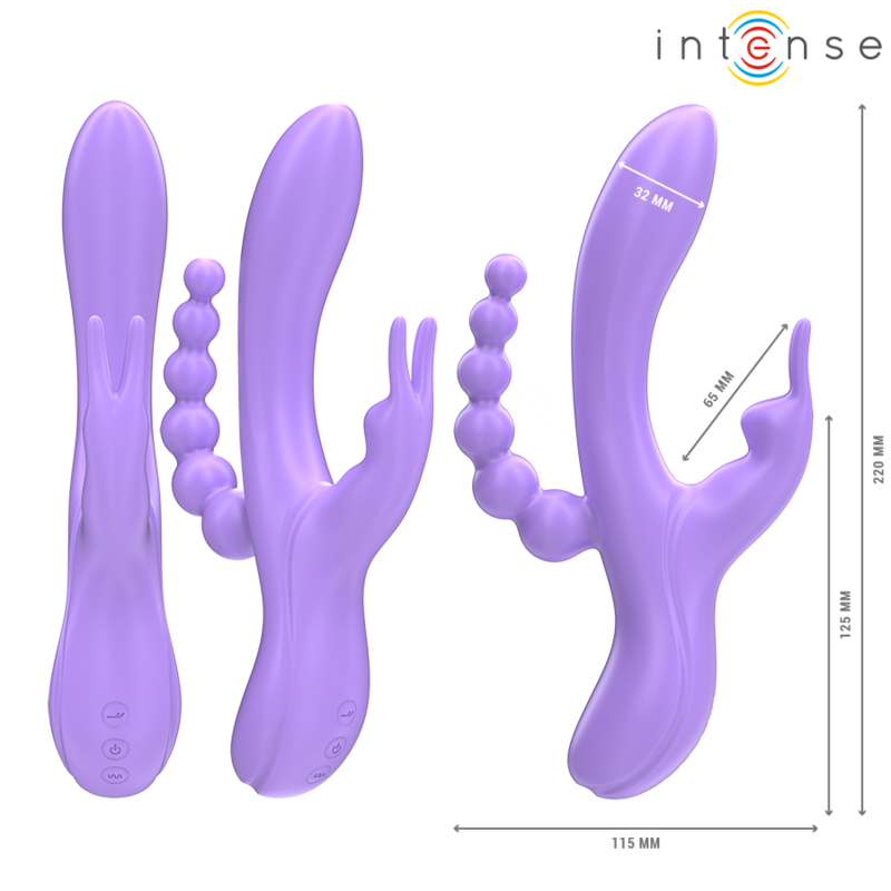 INTENSE - MIKO TRIPLE VIBRATEUR LAPIN & STIMULATEUR & ANAL 7 VIBRATIONS VIOLET - Sensualia