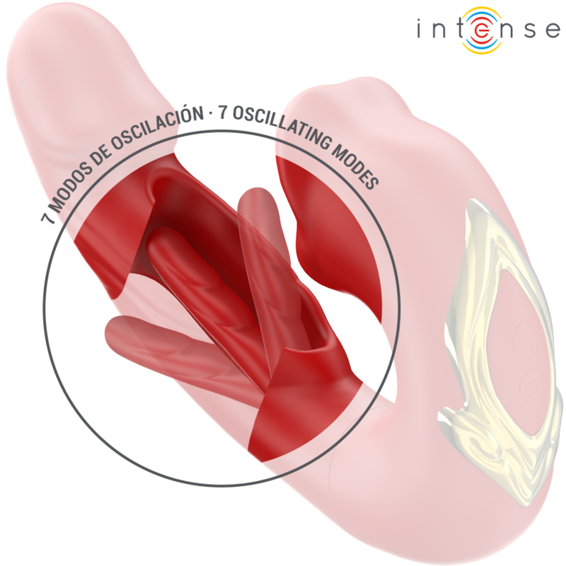 INTENSE - NATHY DOUBLE VIBRATEUR AVEC BOUCHE STIMULANTE MULTIFONCTION ROUGE - Sensualia