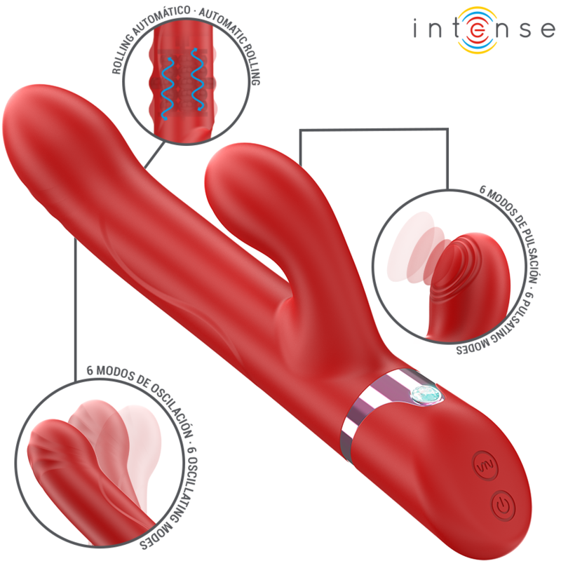 INTENSE - LELE VIBRATEUR MULTIFONCTION ROTATIF & OSCILLANT & STIMULANT ROUGE - Sensualia