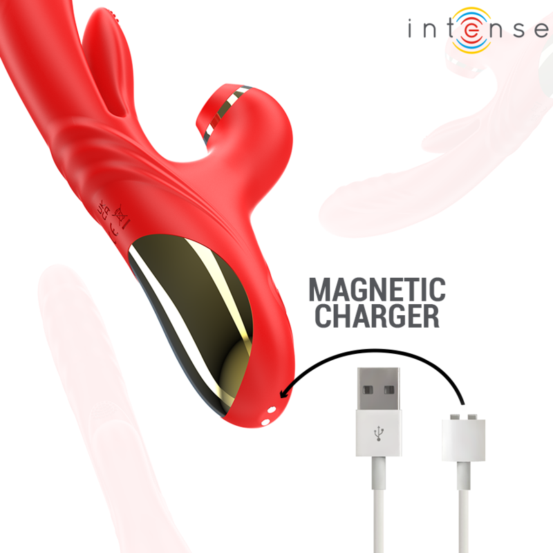 INTENSE - KAROL VIBRATEUR MULTIFONCTION POUSSÉE & STIMULATION & ASPIRATION ROUGE - Sensualia
