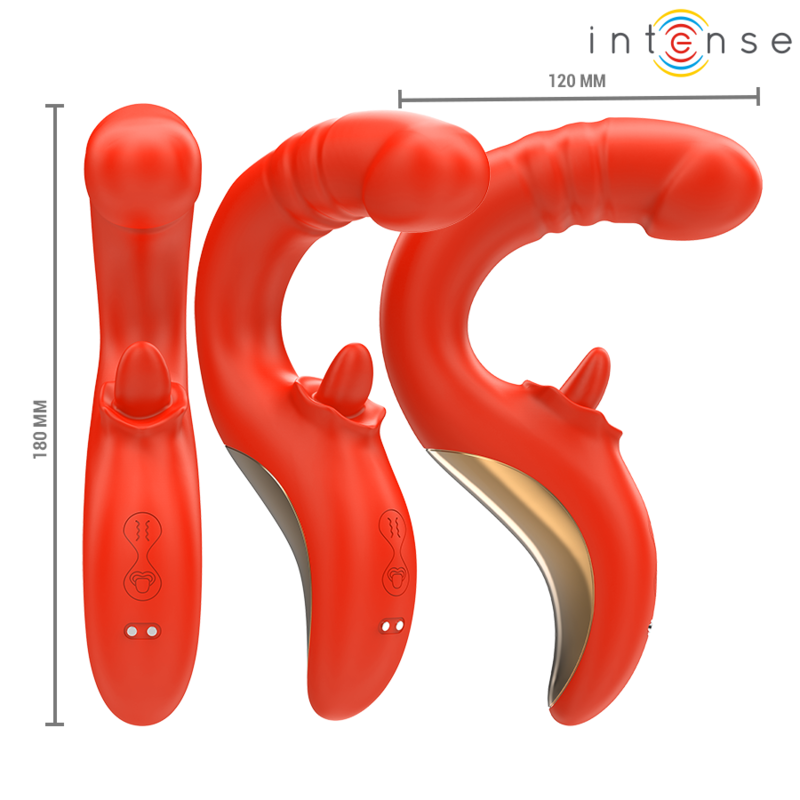 INTENSE - VIBRATEUR ET STIMULATEUR PAULINA EN FORME DE U ROUGE - Sensualia