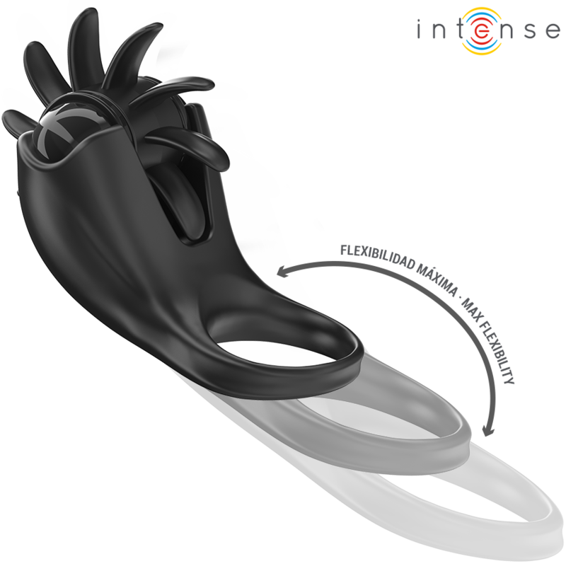INTENSE - MABEL ANNEAU VIBRANT 10 VIBRATIONS AVEC STIMULATEUR DE CLITORIS NOIR - Sensualia