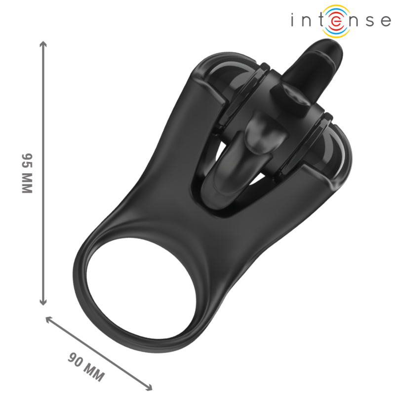 INTENSE - MABEL ANNEAU VIBRANT 10 VIBRATIONS AVEC STIMULATEUR DE CLITORIS NOIR - Sensualia