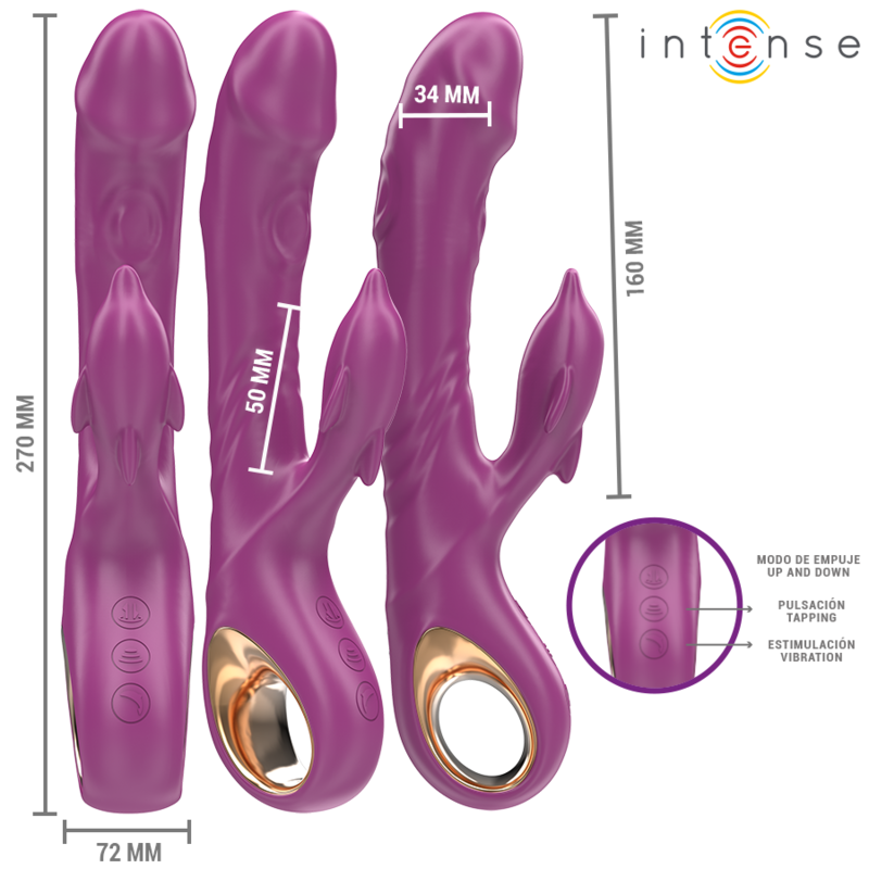 INTENSE - HALLE VIBRATEUR MULTIFONCTION AVEC LANGUE STIMULANTE DAUPHIN VIOLET - Sensualia