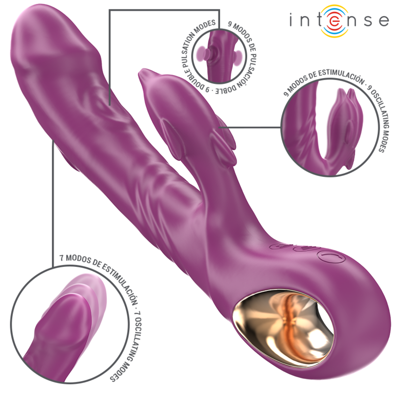 INTENSE - HALLE VIBRATEUR MULTIFONCTION AVEC LANGUE STIMULANTE DAUPHIN VIOLET - Sensualia