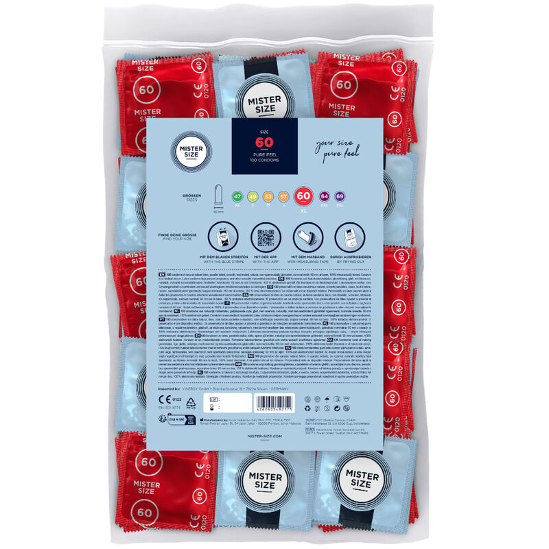 MISTER SIZE - PRÉSERVATIF TAILLE XL 60 MM (100 UNITÉS) - Sensualia