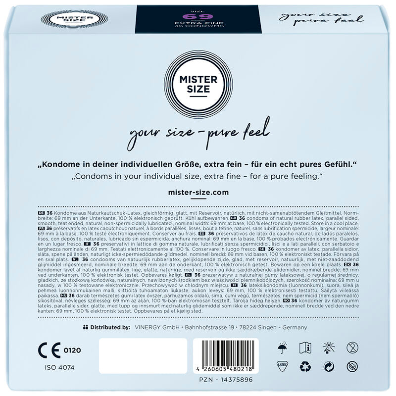 MISTER SIZE - PRÉSERVATIFS TAILLE XXXL 69 MM (36 UNITÉS) - Sensualia