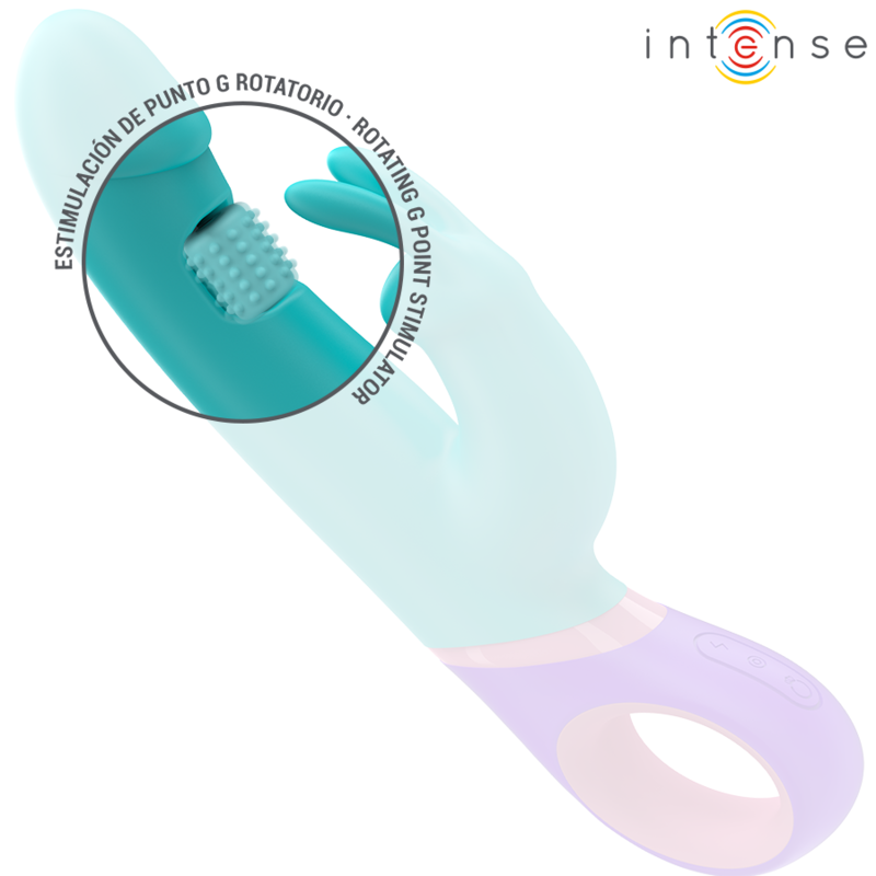 INTENSE - MONICA VIBRATEUR RABBIT AVEC STIMULATEUR DE POINT G ROTATIF BLEU - Sensualia