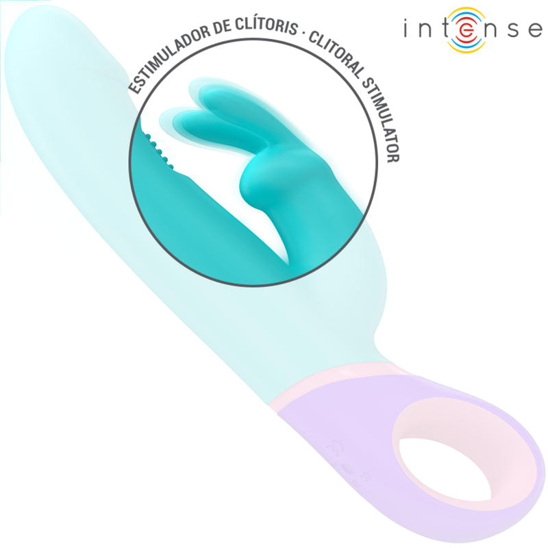 INTENSE - MONICA VIBRATEUR RABBIT AVEC STIMULATEUR DE POINT G ROTATIF BLEU - Sensualia