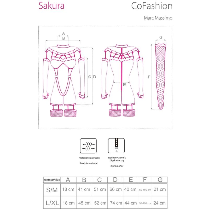 LIVCO CORSETTI FASHION - COMBINAISON SAKURA CF 90357 + GANTS LONGS + PORTE-JARRETELLES NOIR L/XL - Sensualia