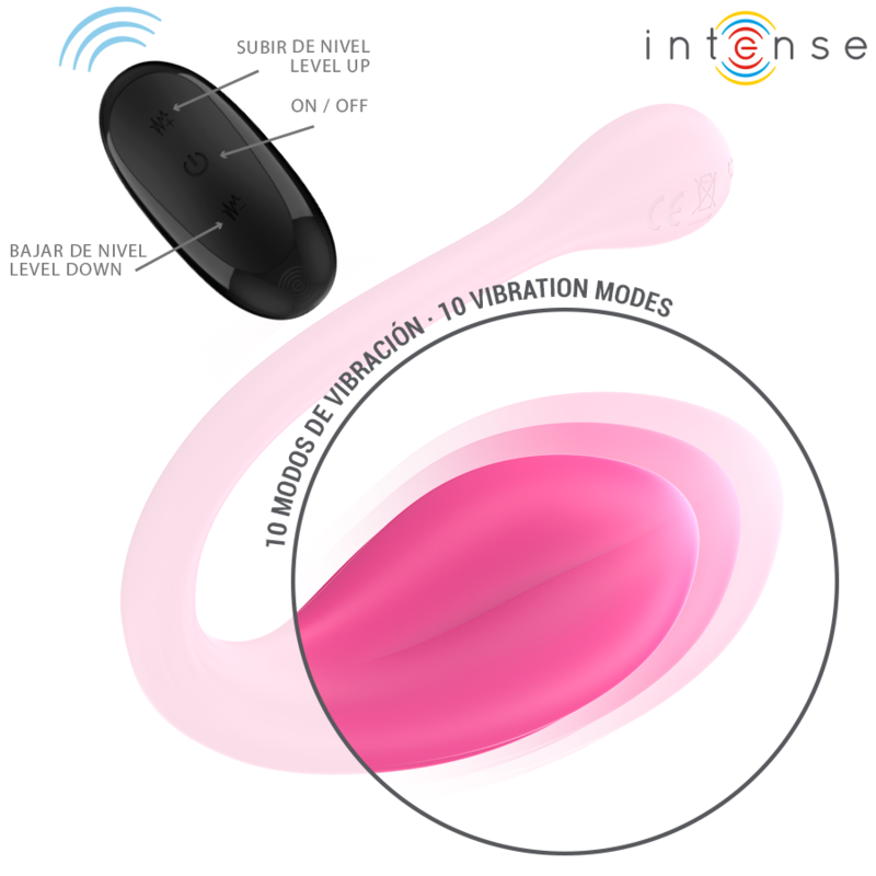 INTENSE - JANICE U VIBRATEUR DOUBLE STIMULATION 10 VIBRATIONS ROSE TÉLÉCOMMANDE - Sensualia