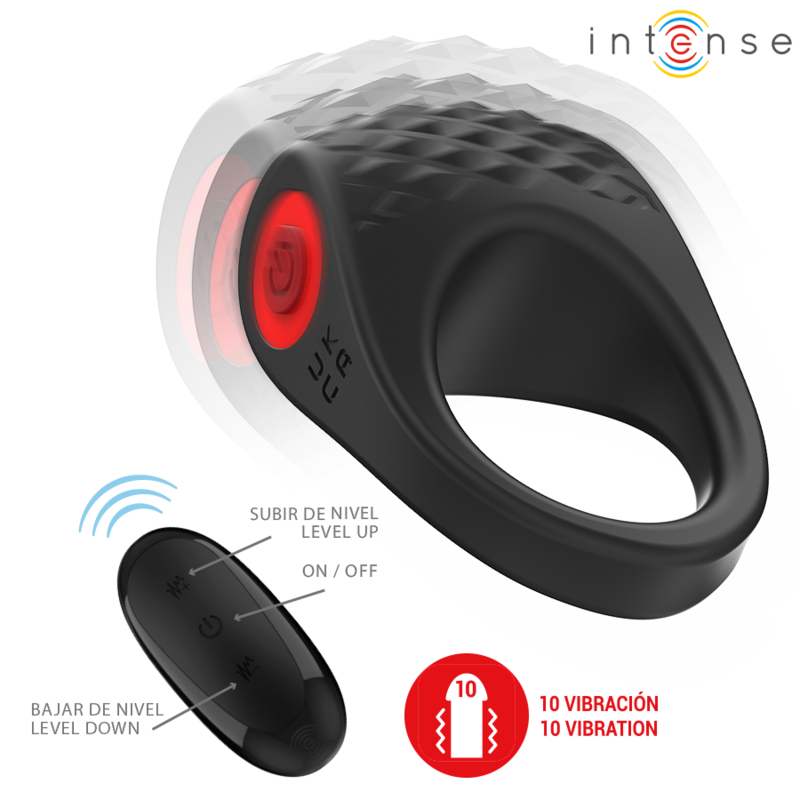 INTENSE - CLOVER VIBRATEUR ANNEAU PÉNIS 10 VIBRATIONS NOIR - Sensualia