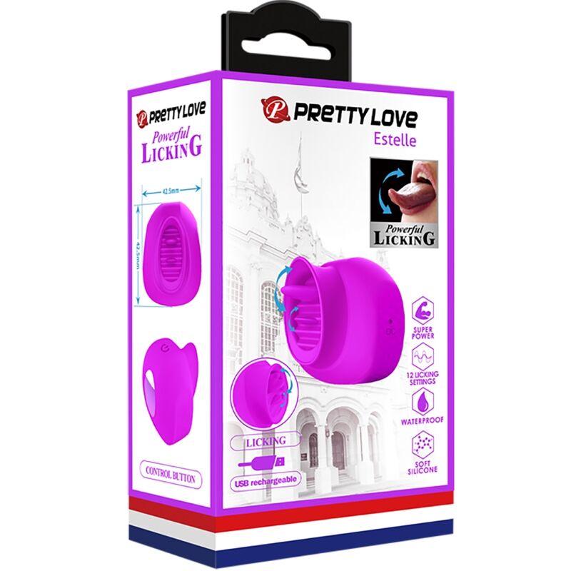 PRETTY LOVE - STIMULATEUR DE CLITORIS ESTELLE TONGUE 12 VIBRATIONS VIOLET - Sensualia