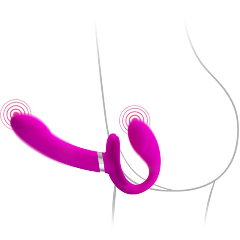PRETTY LOVE - VIBRATEUR DOUBLE STRAP-ON VALERIE 12 VIBRATIONS VIOLET - Sensualia