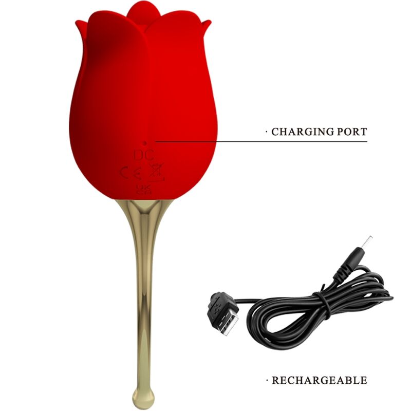 PRETTY LOVE - ROSE LOVER STIMULATEUR DE CLITORIS ROSE 12 VIBRATIONS ROUGE - Sensualia
