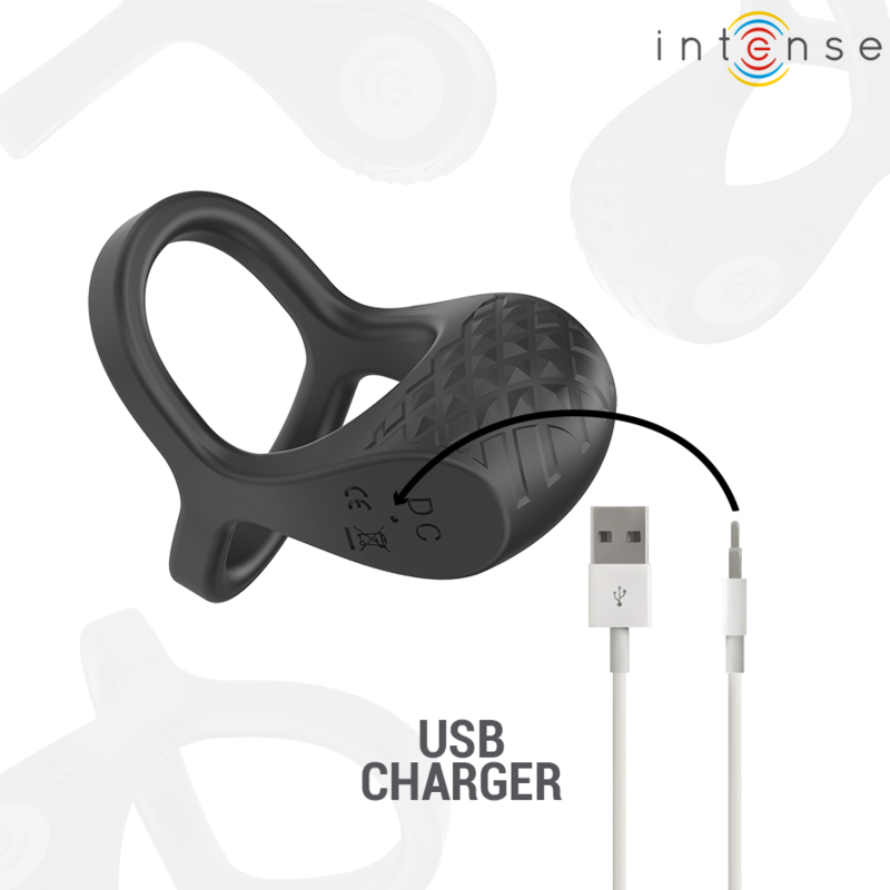 INTENSE - ALEX VIBRATEUR DOUBLE ANNEAU PÉNIS 10 VIBRATIONS NOIR - Sensualia