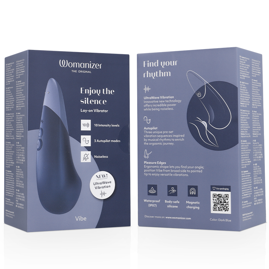 WOMANIZER - VIBE LAY-ON VIBRATEUR SILENCIEUX BLEU FONCÉ - Sensualia