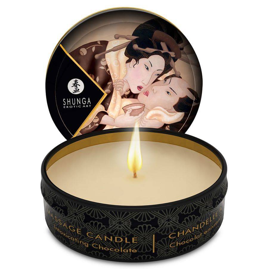 SHUNGA - BOUGIE DE MASSAGE MINI CARESS BY CANDELIGHT CHOCOLAT 30 ML - Sensualia