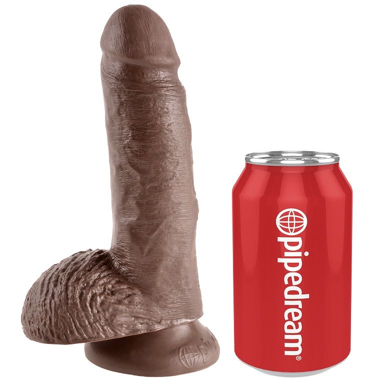 KING COCK - 7 GODE MARRON AVEC BOULES 17.8 CM - Sensualia