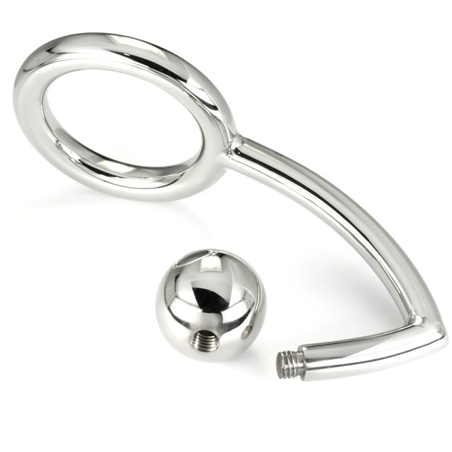 METAL HARD - ANNEAU COCK RING AVEC CROCHET INTRUS ANAL 45MM - Sensualia