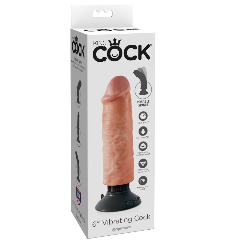 KING COCK - GODE VIBRATEUR 15.24 CM NATUREL - Sensualia