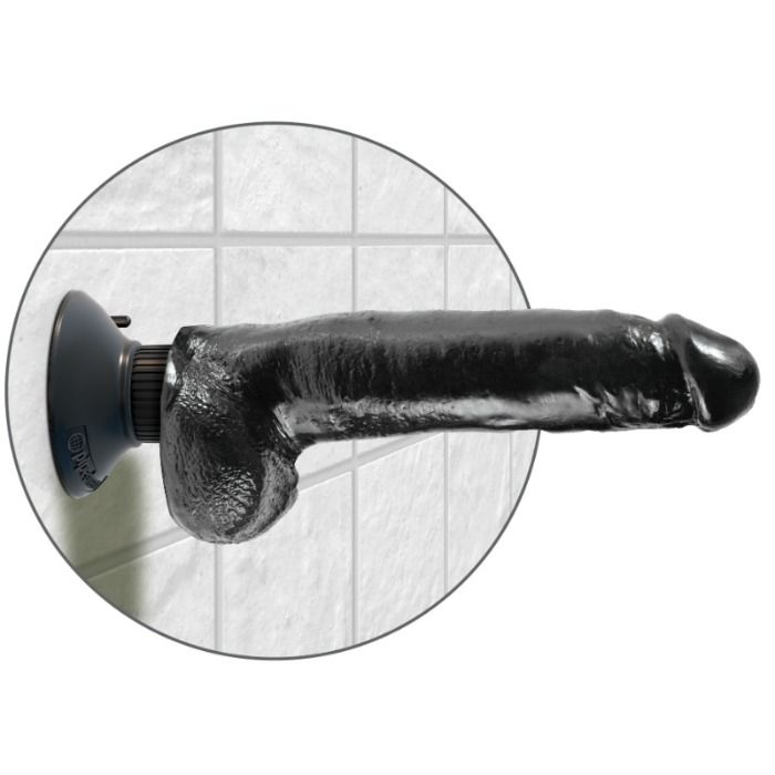 KING COCK - GODE VIBRANT AVEC TESTICULES 23 CM NOIR - Sensualia